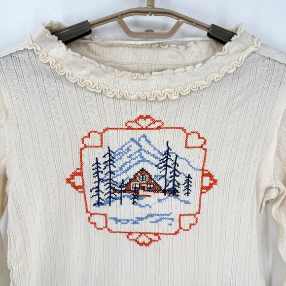 We the Free People Through the Woods Embroidered Long Sleeve Top Shirt  Small - Picture 3 of 8